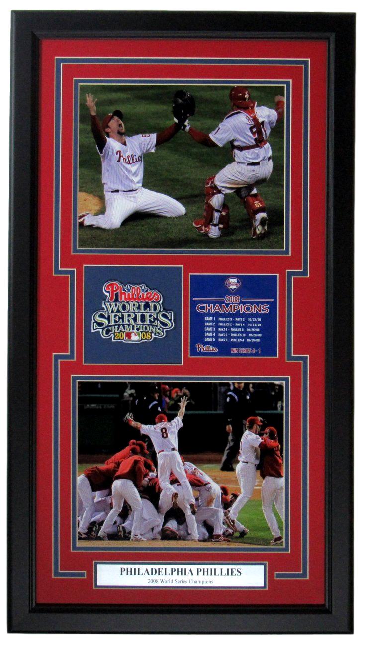 Phillies 2008 World Series Celebration Photo w/Commemorative Patch Framed Collage