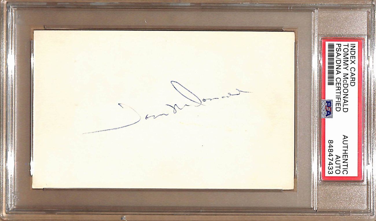 Tommy McDonald HOF Autographed 3x5 Index Card Philadelphia Eagles PSA/DNA 179070