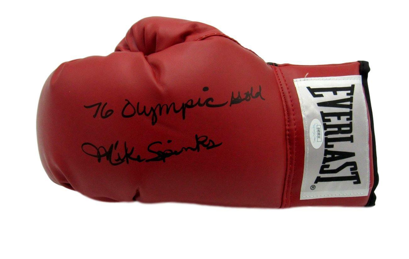 Michael Spinks Boxing Signed/Inscr Everlast Red Left Boxing Glove JSA 154753