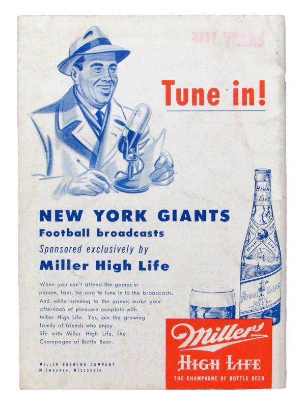 Vintage 1951 New York Football Giants Press TV Radio Media Guide