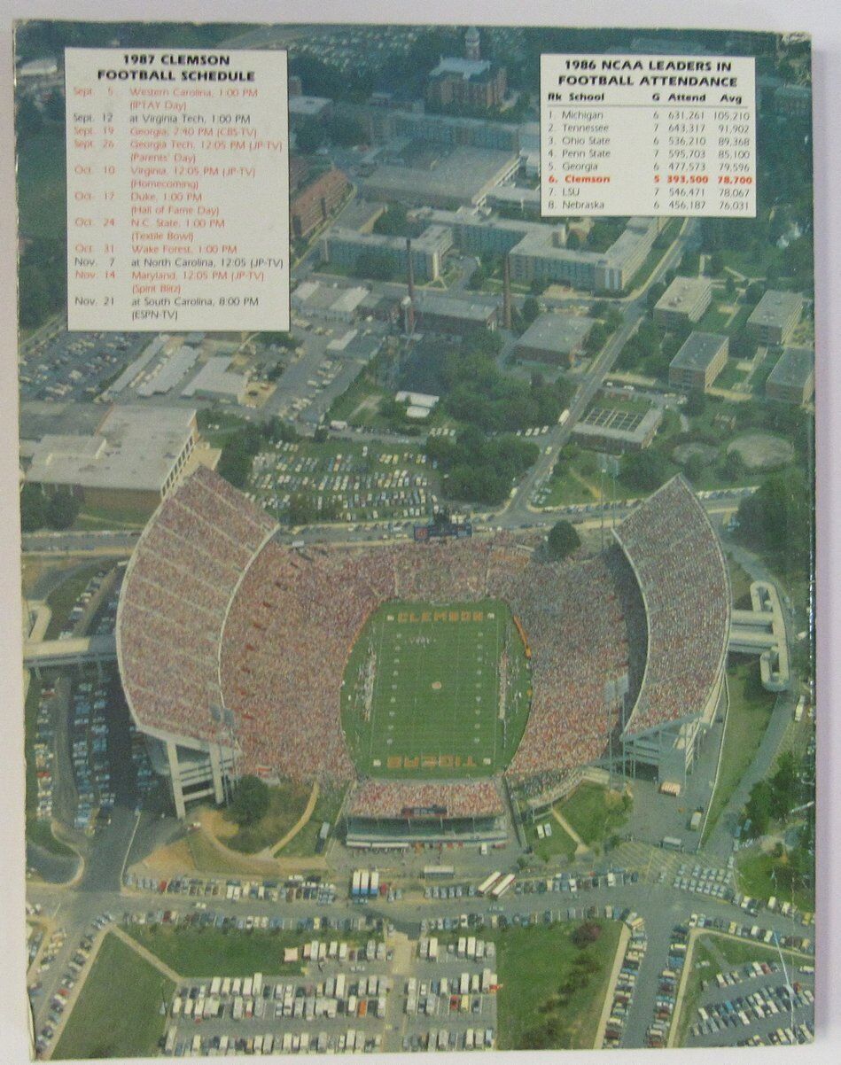 1987 Clemson Tigers Football Media/Press Guide 136997