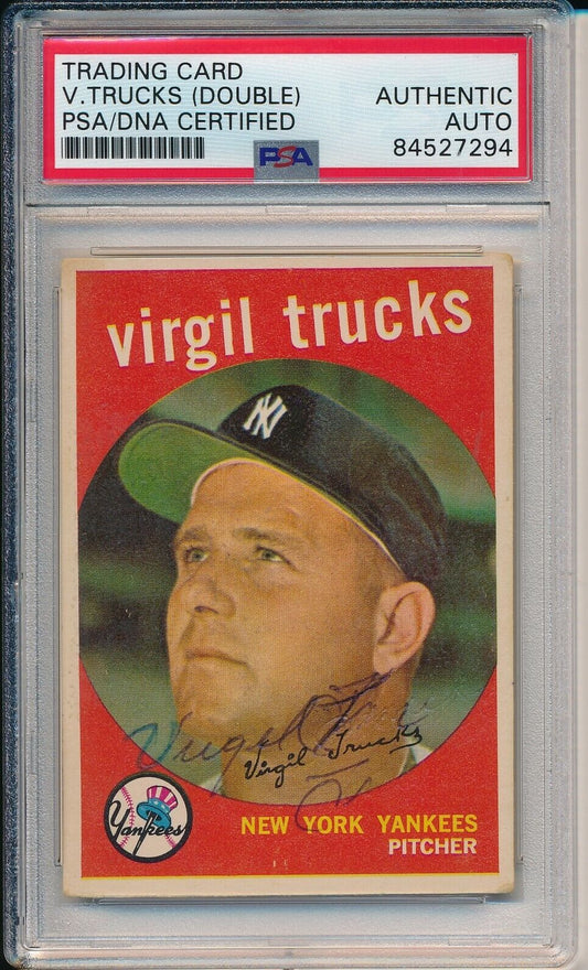 Virgil Trucks Yankees Signed/Autographed 1959 TOPPS Card #417 PSA/DNA 166529
