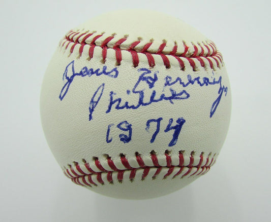 Jesus Hernaiz inscr "Phillies 1974" Signed/Autographed OML Baseball JSA 141234