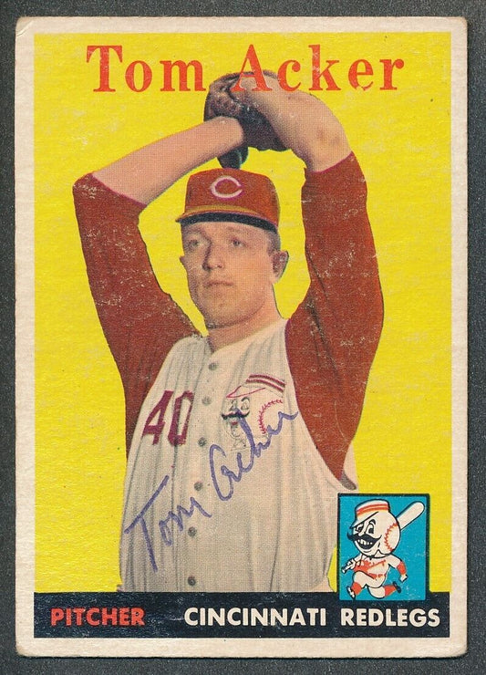 Tom Acker Cincinnati Redlegs Signed/Autographed 1958 TOPPS Card #149 165658