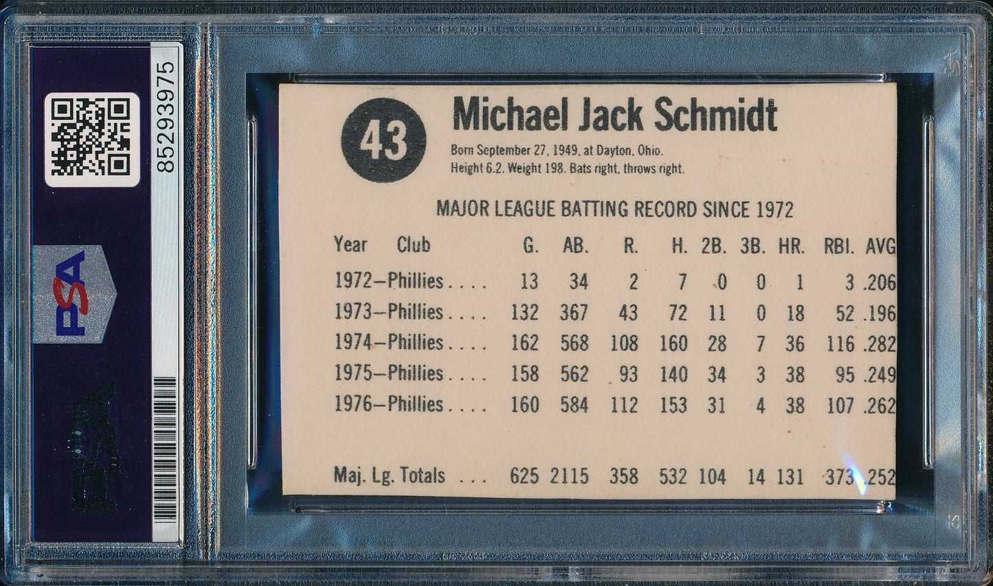 1977 Hostess Mike Schmidt Phillies Card #43 Signed PSA/DNA GEM MINT 10 190442