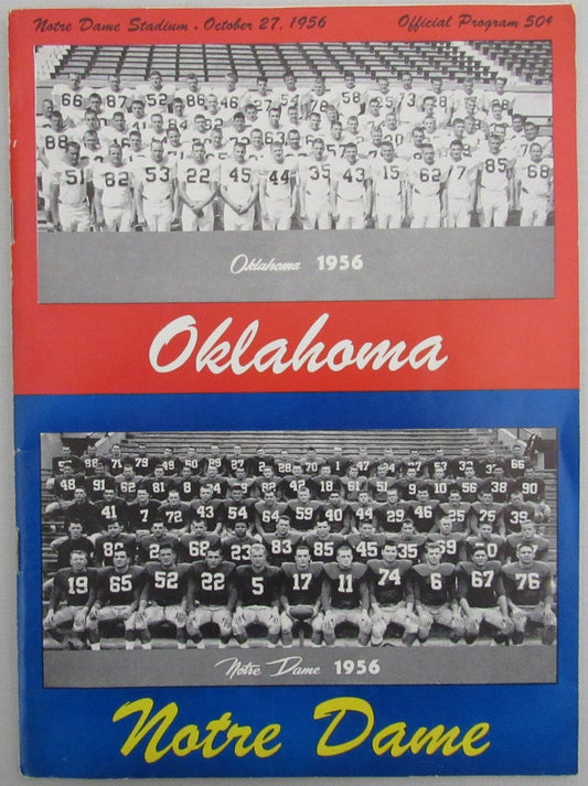 October 27, 1956 Oklahoma vs. Notre Dame College Football Program 192265