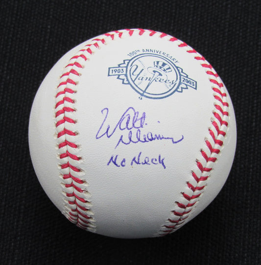 Walt Williams Signed/Auto Yankees 100th OML Baseball JSA Inscr 186902