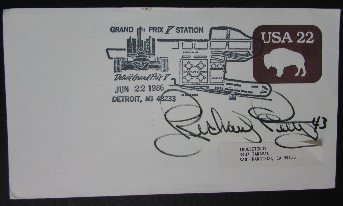 Richard Petty Hand Signed  Detroit Grand Prix Cache Envelope 145407