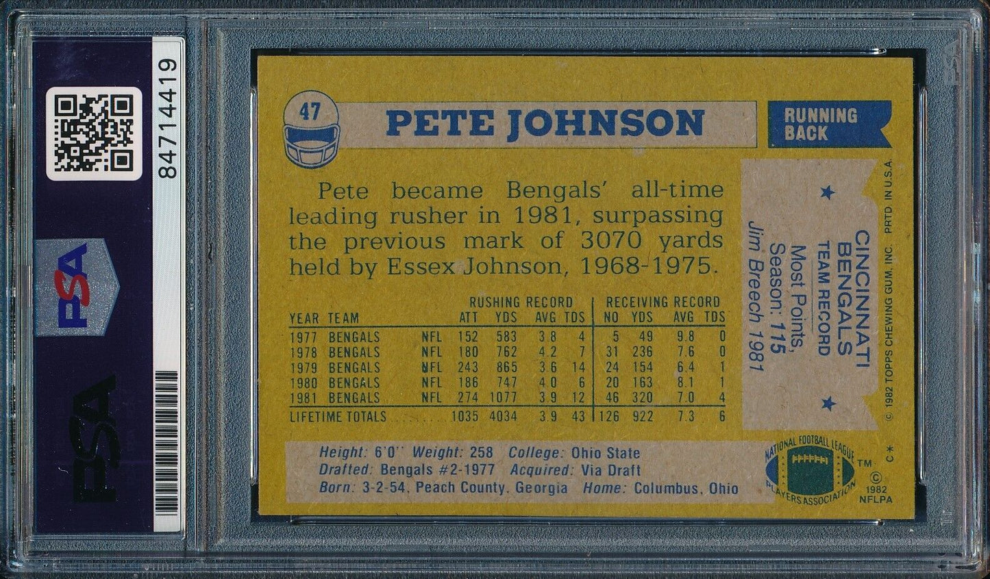 1982 TOPPS Pete Johnson #47 Card Signed Bengals PSA/DNA 176668