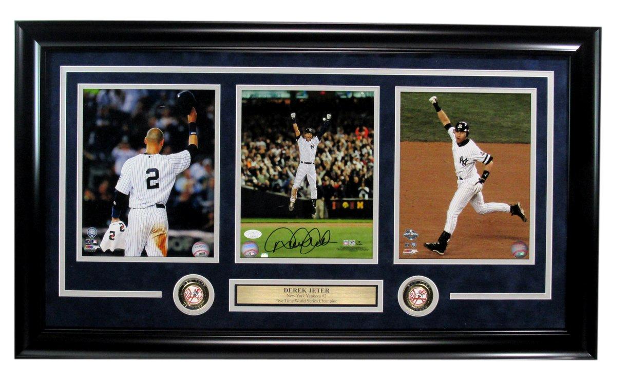 Derek Jeter HOF Autographed 8x10 Photo Collage Yankees Framed 188704