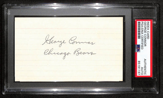 George Connor HOF Signed/Inscribed 3x5 Index Card Chicago Bears PSA/DNA 187435