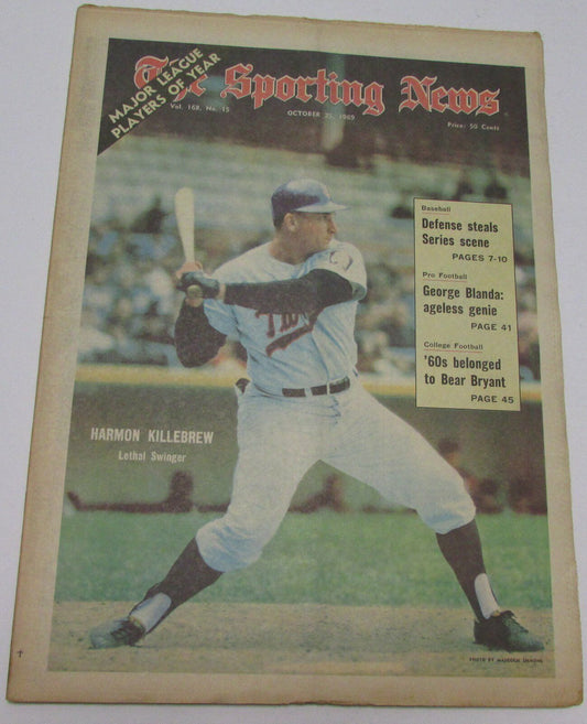 Harmon Killibrew Minnesota Twins October 25, 1969 Sporting News Cover 144675