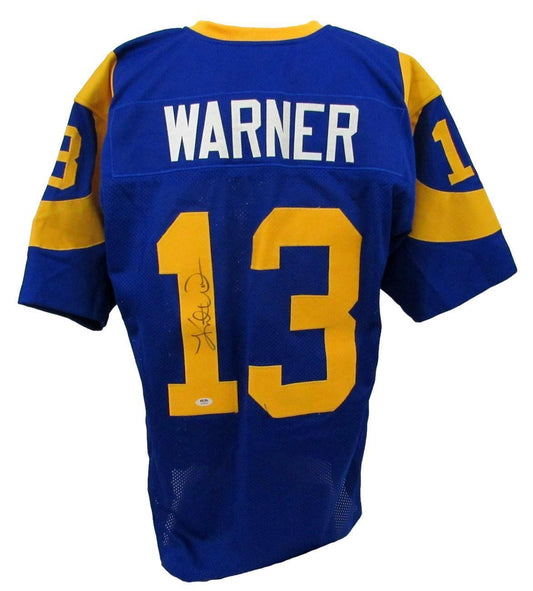 Kurt Warner Autographed Custom Football Jersey   Rams PSA/DNA