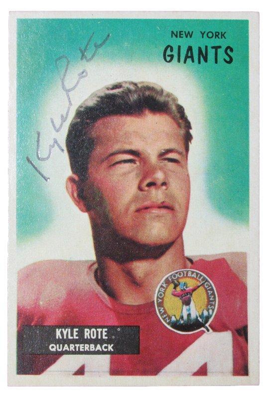 1955 Bowman Kyle Rote New York Giants Signed/Autograph Football Card JSA