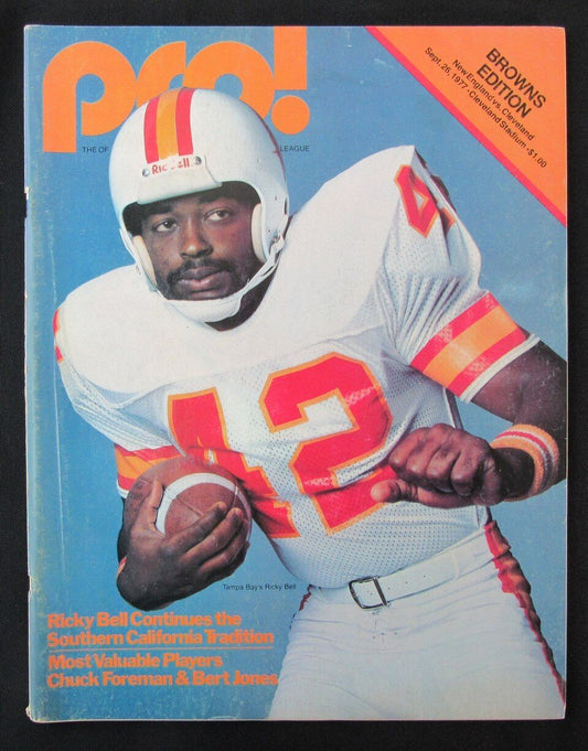 1977 Pro! Cleveland Browns vs. New England Patriots Program 09/26 Ricky Bell