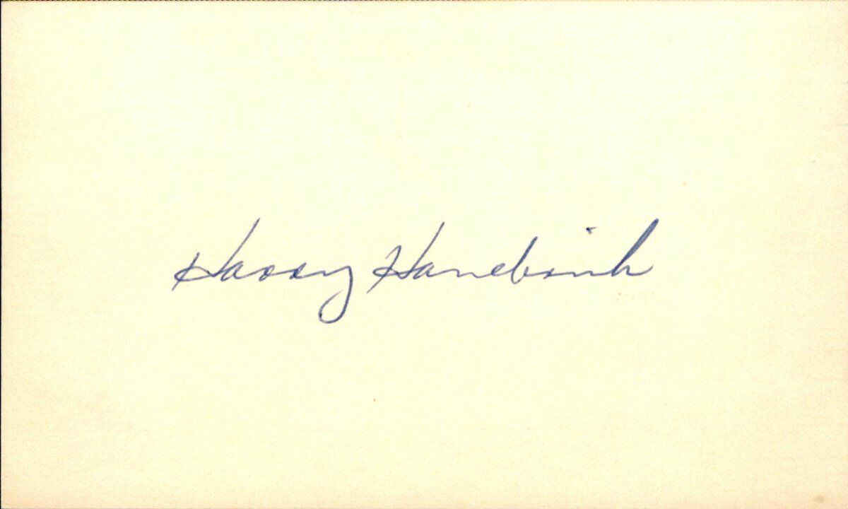 Harry Hanebrink Braves/Phillies d.1996 Signed/Autographed 3x5 Index Card 162540