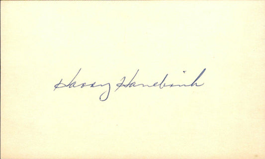 Harry Hanebrink Braves/Phillies d.1996 Signed/Autographed 3x5 Index Card 162540