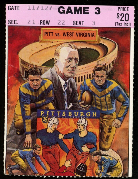 September 29, 1990 Pitt vs. West Virginia College Football Game Ticket Stub