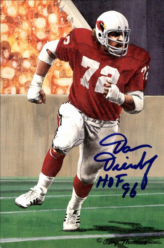 Dan Dierdorf HOF Cardinals Signed/Inscr Goal Line Art GLAC Postcard JSA 167104