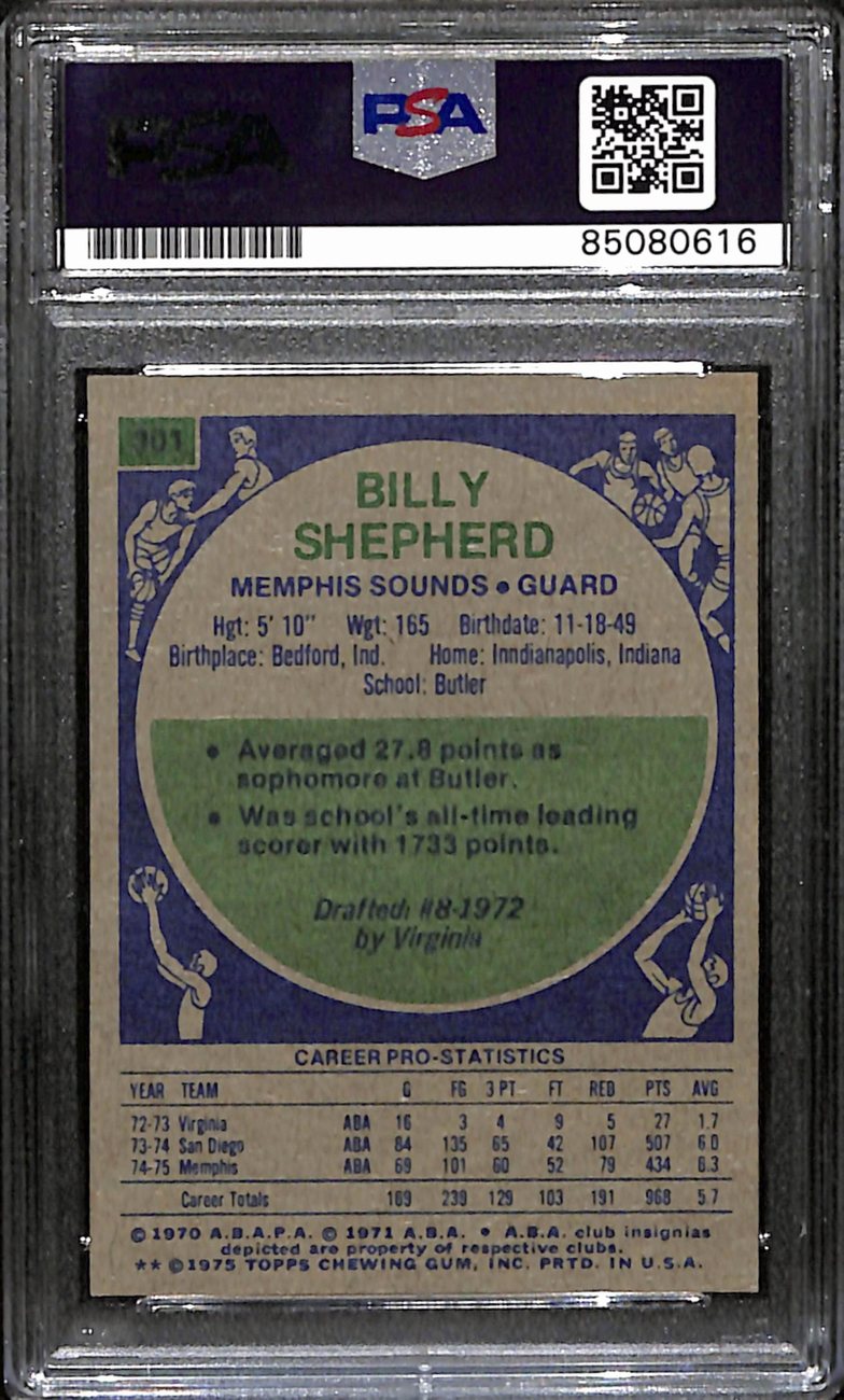 Billy Shepherd Autographed/Inscr 1975-76 Topps Card #301 Sounds PSA/DNA 184822