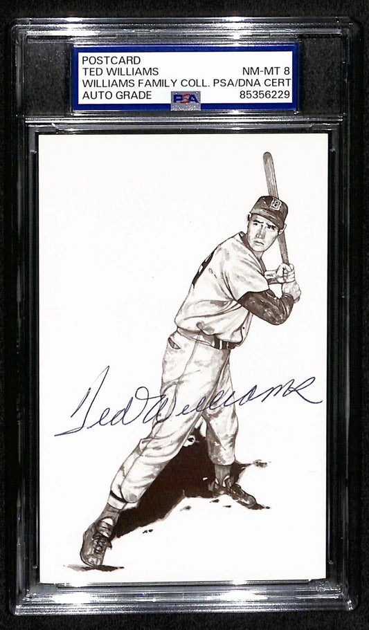 Ted Williams HOF Signed/Auto 5.5x3.5 Postcard Red Sox PSA/DNA NM-MT 8 193208