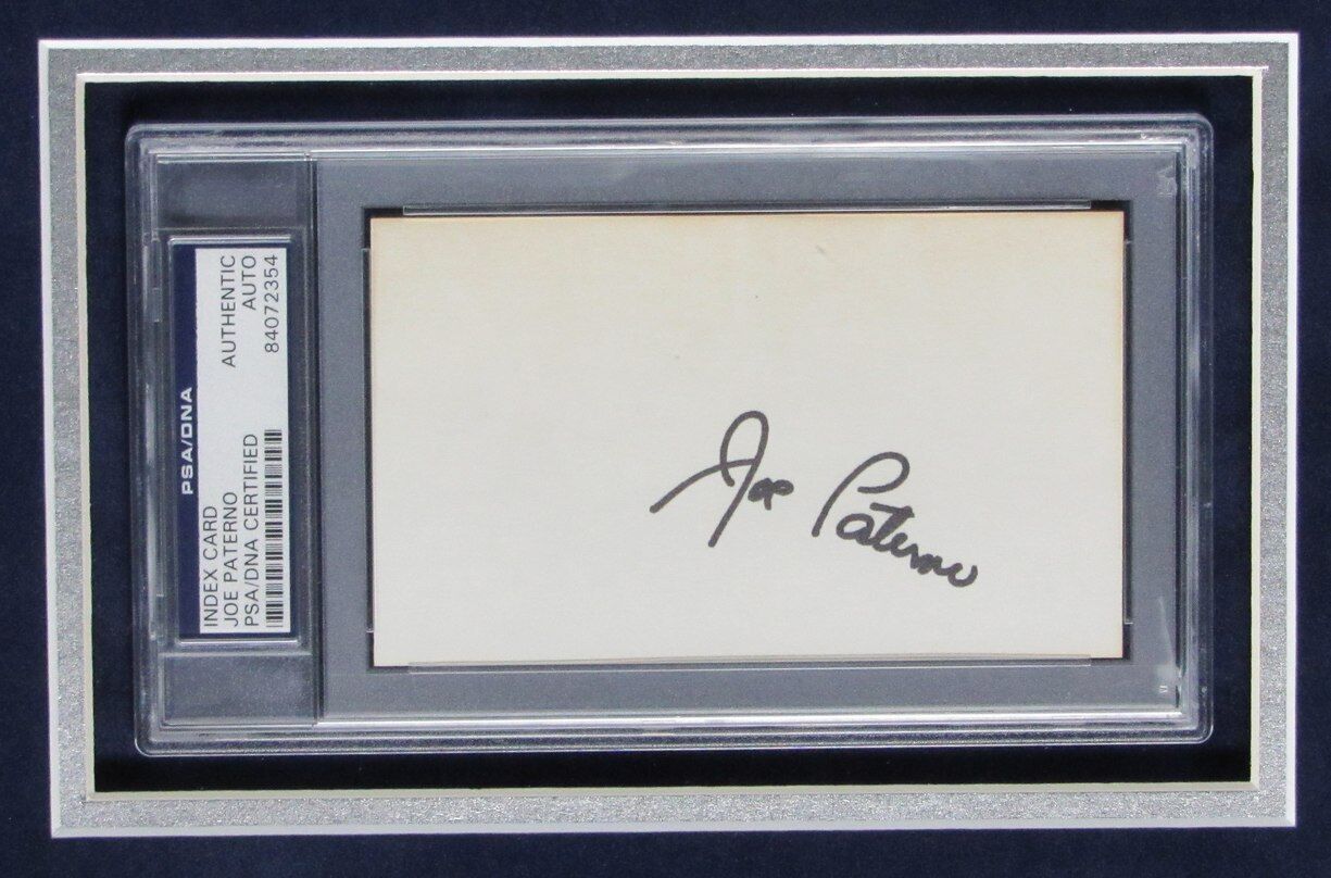 Joe Paterno Penn State Signed 3x5 Index Card w/ 8x10 Photo Framed PSA/DNA 166692