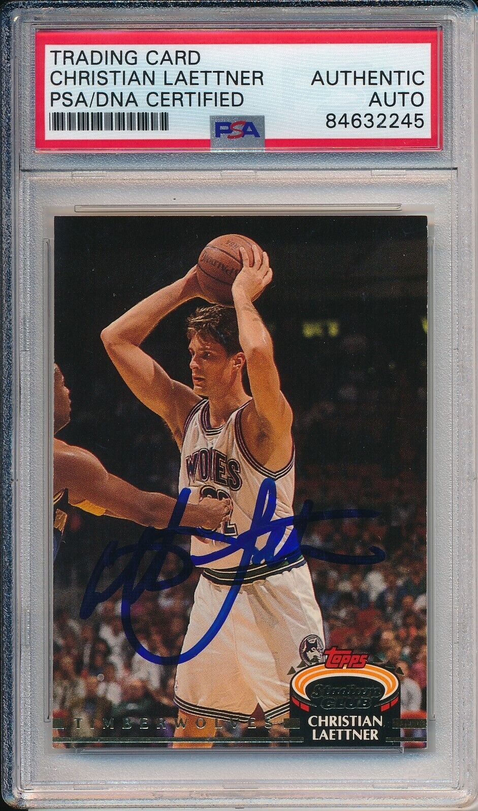 1992-93 Stadium Club Rookie Christian Laettner #218 Card Signed Wolves PSA/DNA