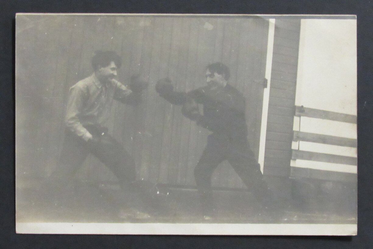 Vintage Boxing B/W Photo Postcard