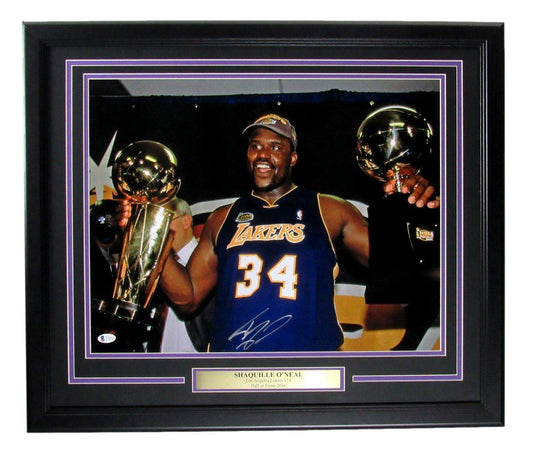 Shaquille O'Neal HOF Autographed 16x20 Photo Los Angeles Lakers Framed Beckett