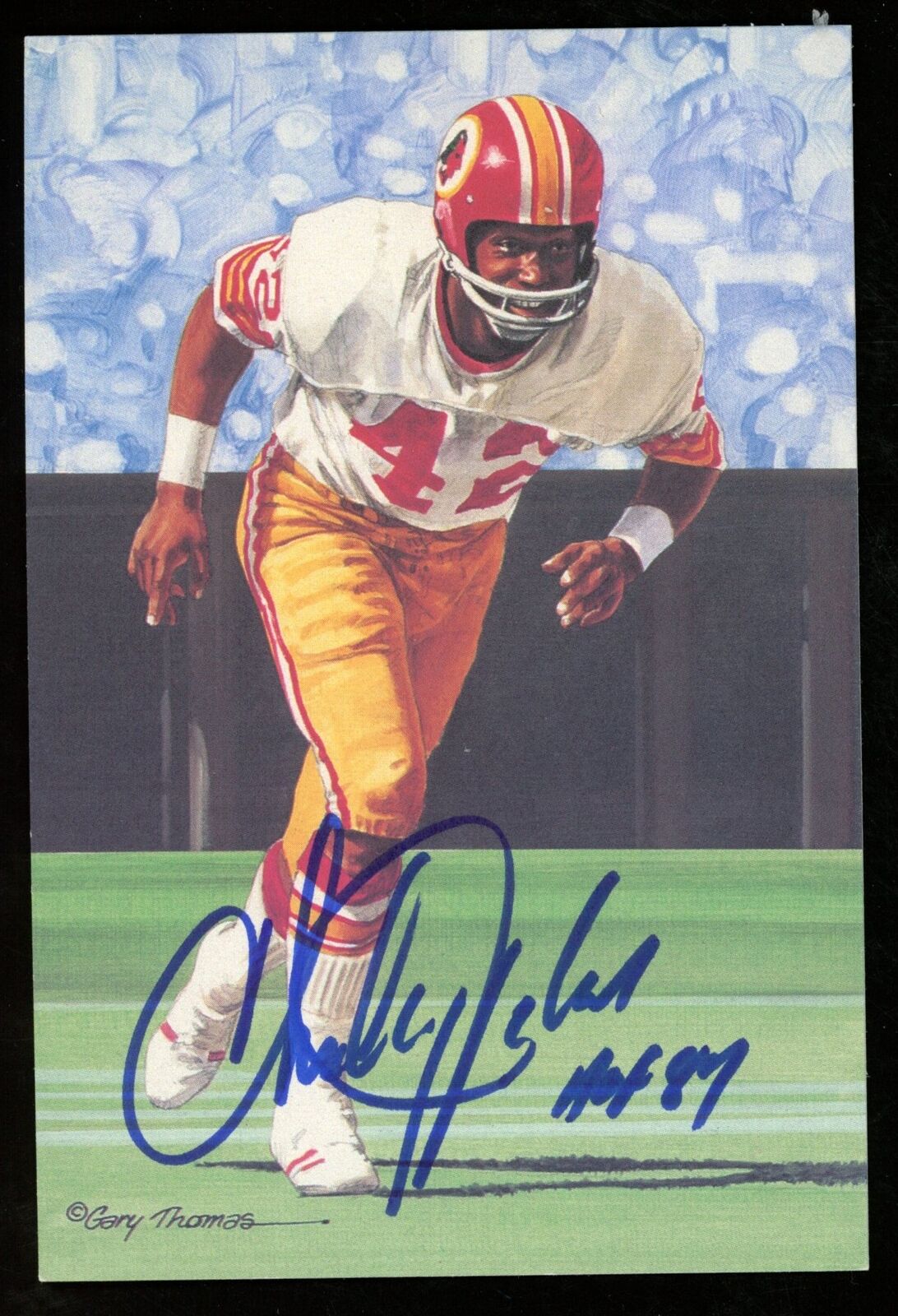 Charley Taylor HOF Autographed/Inscribed Goal Line Art GLAC Postcard Chiefs JSA