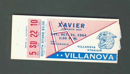 Xavier vs Villanova Ticket Stub 1964 142218