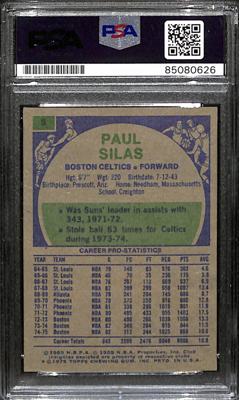 Paul Silas Autographed 1975-76 Topps Card #8 Boston Celtics PSA/DNA 184842