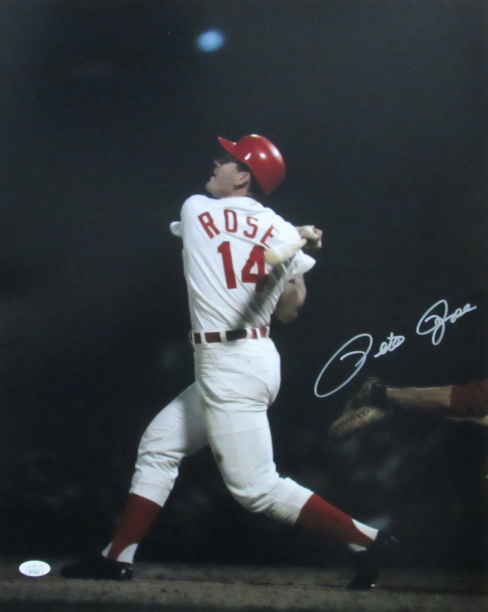 Pete Rose Cincinnati Reds Autographed/Signed 16x20 Photo JSA 189714