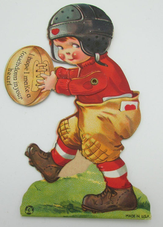 Vintage Postcard Football Player Shape "I hope I make a TD in your heart" 140001