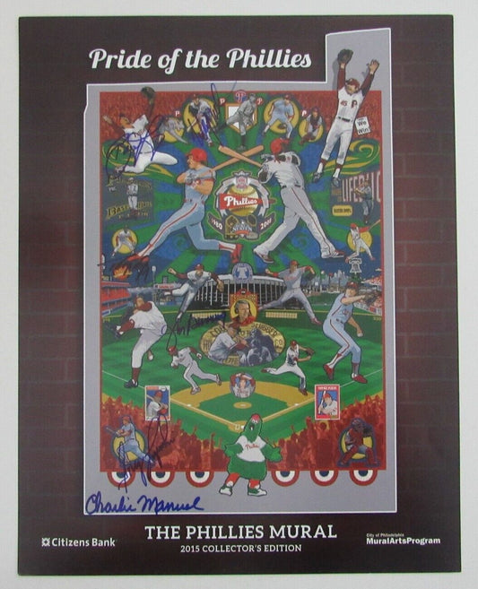 2015 Phillies Mural 11x14 Multi-Signed SGA CBP HAMELS +++ by 6 Players 151742