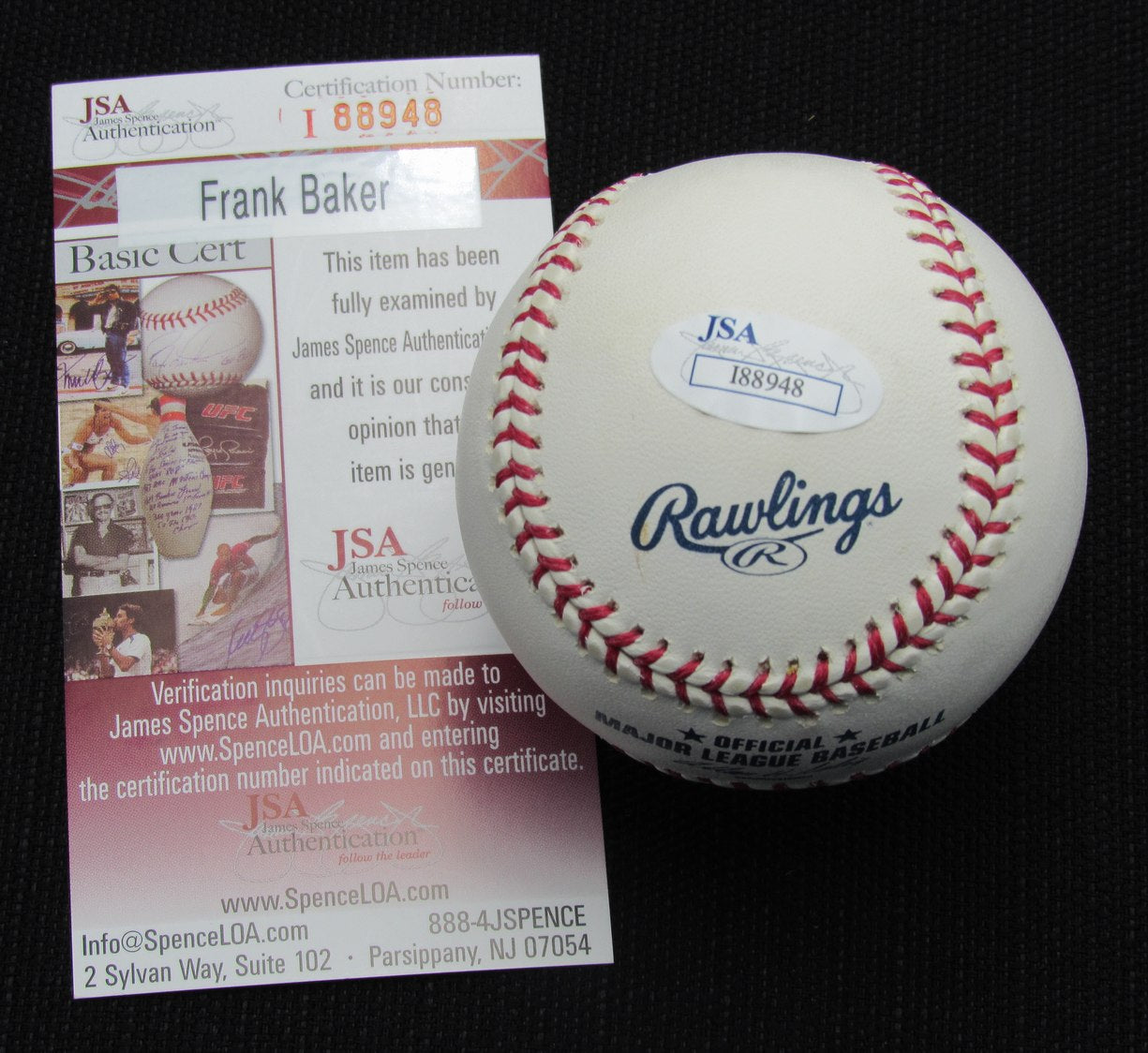 Frank Baker Signed/Auto Yankees 100th OML Baseball JSA Inscr 186935