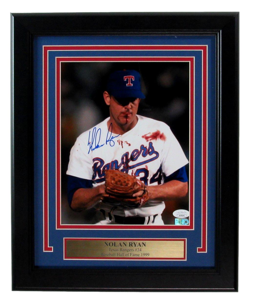 Nolan Ryan HOF Autographed 8X10 Photo Texas Rangers Framed JSA 181167
