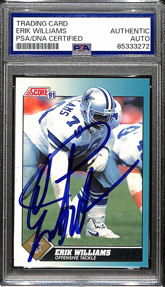 Erik Williams Autographed 1991 Score Rookie Card #85T Cowboys PSA/DNA 190916