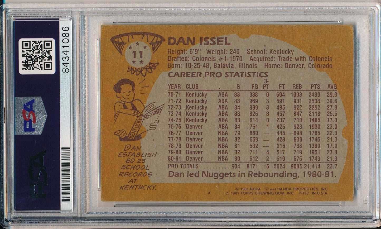 Dan Issel HOF Nuggets Signed/Autographed 1981 TOPPS Card #11 PSA/DNA 163546