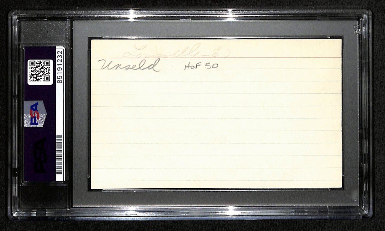 Westley Unseld HOF Signed/Auto 3x5 Index Card Washington Bullets PSA/DNA 188582