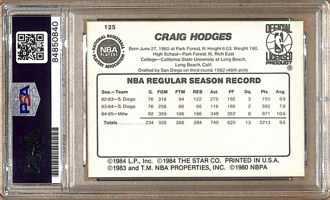 1985-86 Star Company #125 Craig Hodges Bucks Signed/Auto Card PSA/DNA 178994