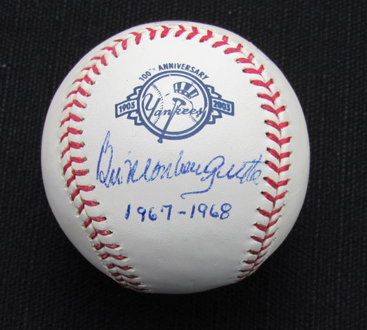 Bill Monboquette Signed/Auto Yankees 100th OML Baseball JSA Inscr  186887