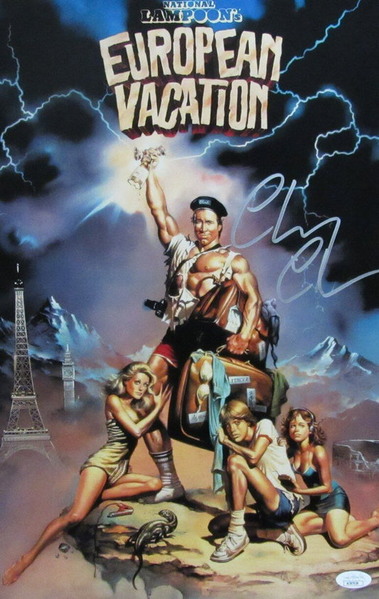 Chevy Chase Autographed 11x17 Movie Poster "European Vacation" JSA