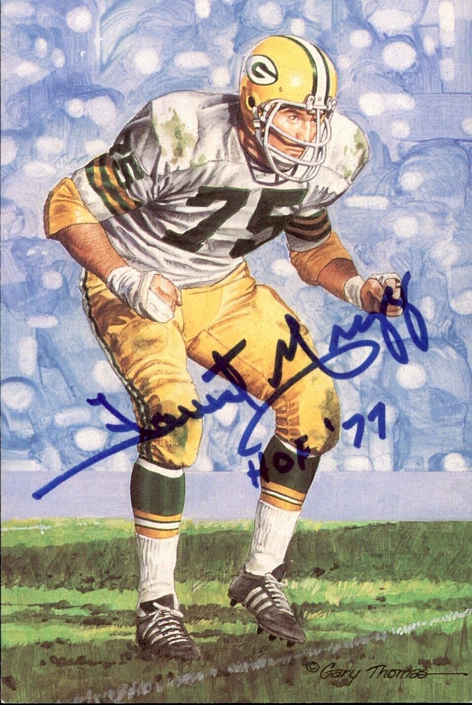 Forrest Gregg HOF Autographed/Inscribed Goal Line Art GLAC Postcard Packers JSA