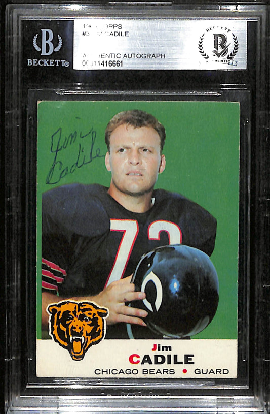 Jim Cadile Signed 1969 Topps Card #3 Chicago Bears BAS/Beckett 185991