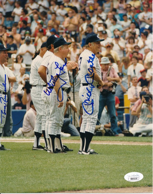 Mickey Mantle/Whitey Ford/Bobby Richardson  Dual-Signed 8x10  Photo JSA 142423