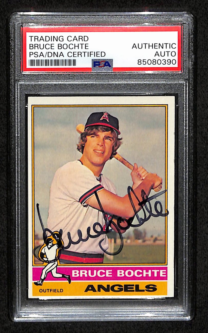 Bruce Bochte Signed 1976 Topps Card #637 California Angels PSA/DNA 184421