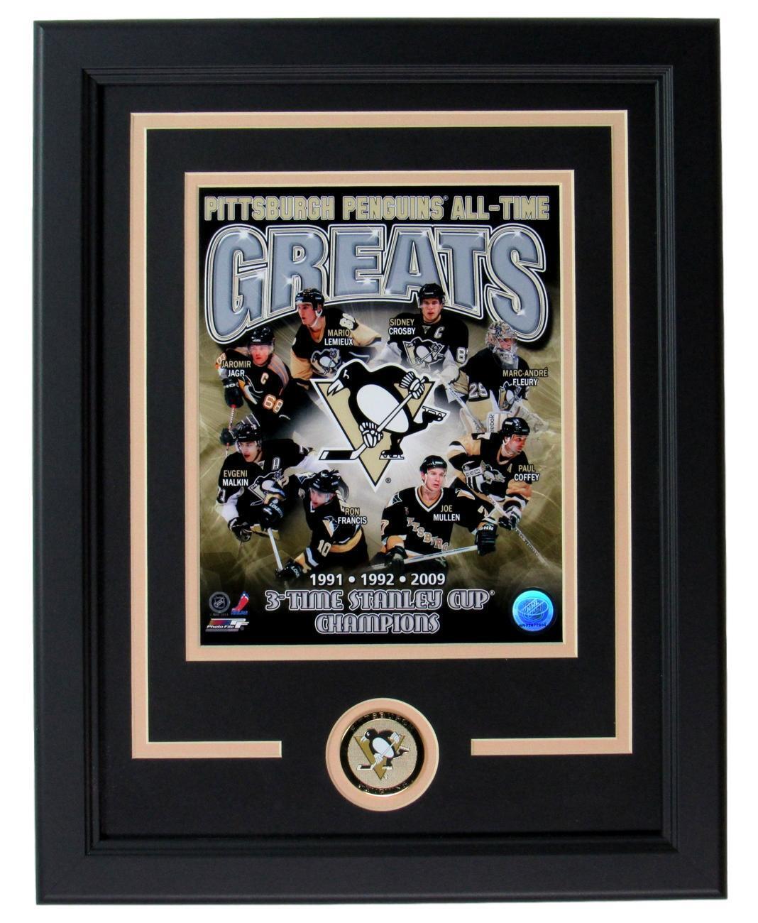 Penguins All Time Greats 1991/1992/2009 8x10 Photo Collage Framed 149117