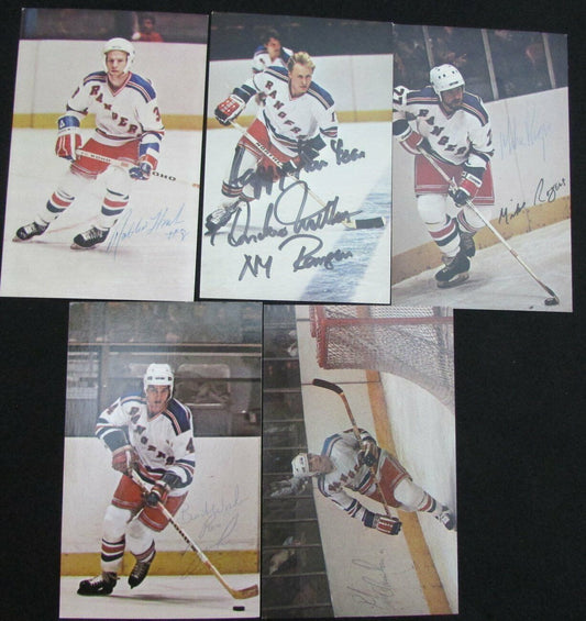 Lot of 5 Early 80's NY  Rangers Team Signed 3.5x5.5 Photos incl. Rogers 150450