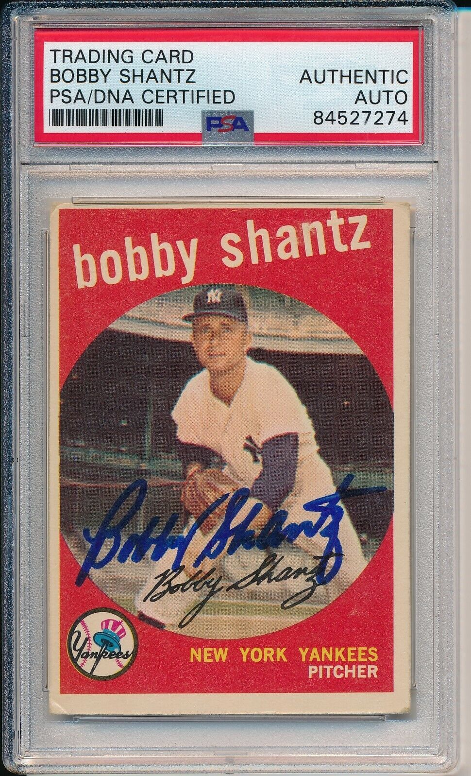 Bobby Shantz Yankees Signed/Autographed 1959 TOPPS Card #222 PSA/DNA 166543